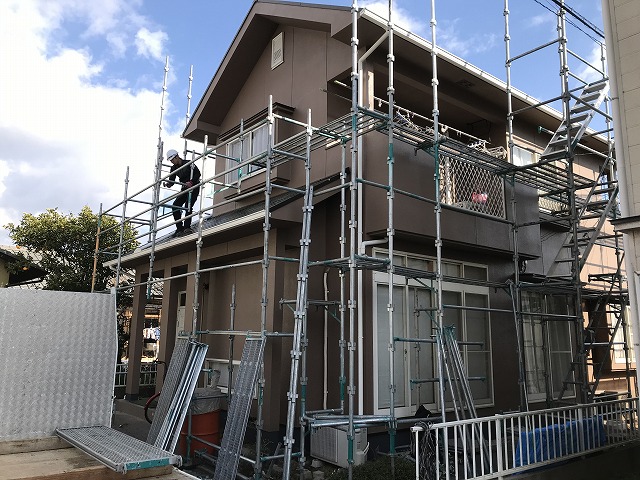 倉敷市酒津Ｈ様邸　屋根・外壁塗替えがもう少しで完成